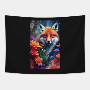 Fox and Flowers Tapestry