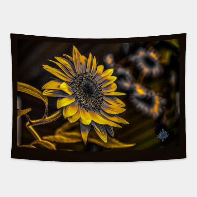 Dark cottage core Sunflower muted yellows Tapestry by aadventures