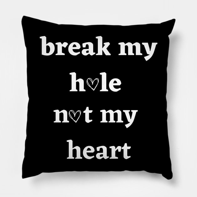 Break my hole not my heart funny design Pillow by zackdesigns