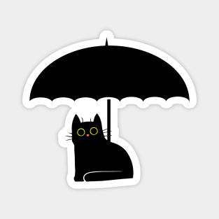 Black Cat under Umbrella Magnet