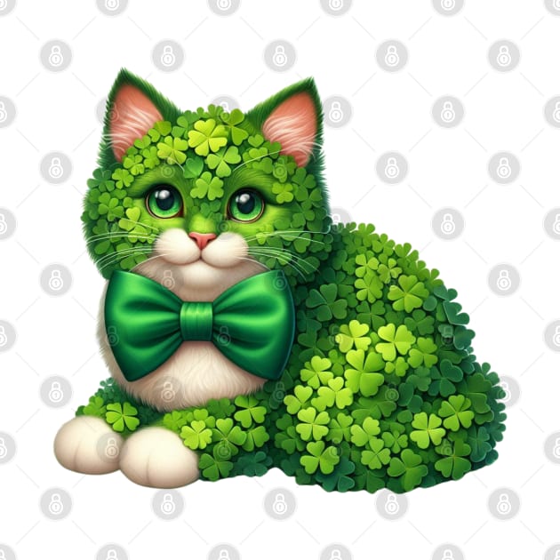 Clover Turkish Van Cat St Patricks Day by Chromatic Fusion Studio