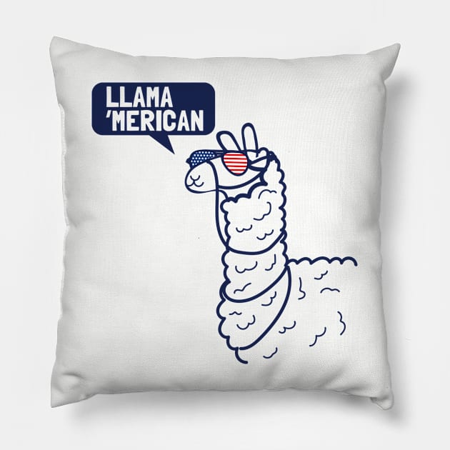 4th of July Patriotic Llama 'Merican Pillow by HungryDinoDesign