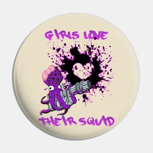 Squid Hunter Girls Love Their Squid Pin