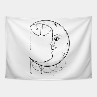 Tattoo style moon Tapestry