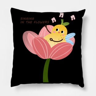 Singing In The Flowers, Cute Pear Pillow