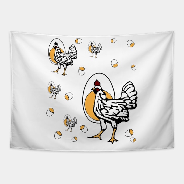 Funny Cackling TV Mom Chicken Egg Shirt Tapestry by charlescheshire