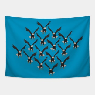 Interlocking Bald Eagle Pattern (teal) Tapestry