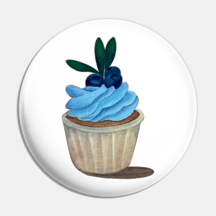 hand drawn blue berry cupcake Pin