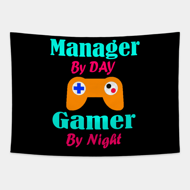 Manager By Day Gamer By Night Tapestry by Emma-shopping