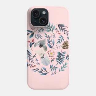 Watercolor flower with little bird Phone Case