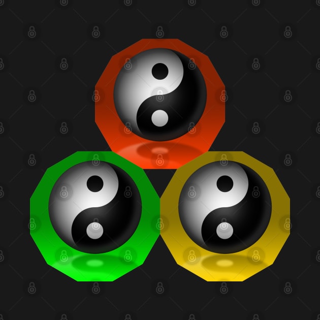 Yin Yang Triangle - Orange, Yellow and Green by The Black Panther