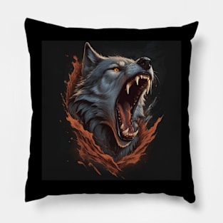 Intense Wolf tearing Pillow