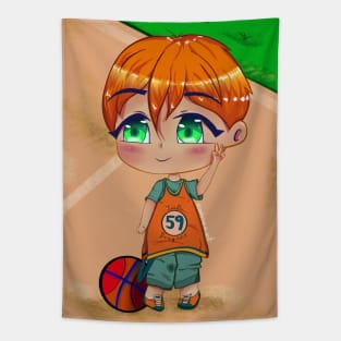 Cute Chibi Basketball Player Illustration Tapestry