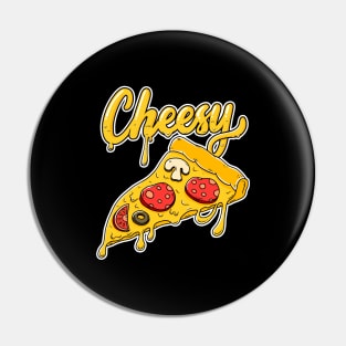 Cheesy Pizza Illustration Hand Lettering Pin