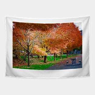 Fall Trees and The Picnic Table Tapestry