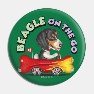 fun loving dog tri colored  Beagle dog vintage Driving  Car fur baby Pin