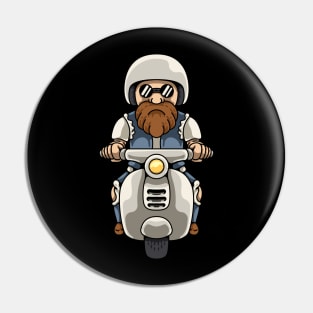 Bearded Man Riding Scooter Pin