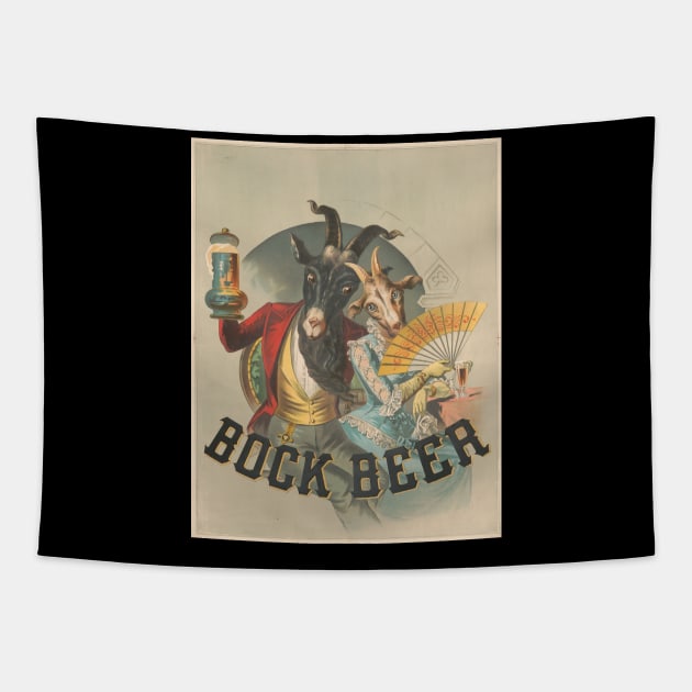 Vintage Bock Beer Goats Poster Tapestry by Scottish Arms Dealer