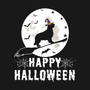 Golden Retriever Dog Witch Happy Halloween Funny T-Shirt