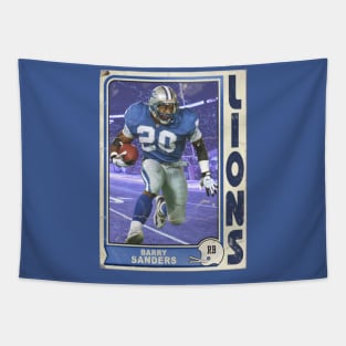 Retro Barry Sanders Football Card Tapestry