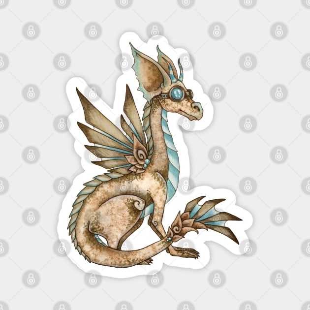 Steampunk Dragon Magnet by AmyBrownArt