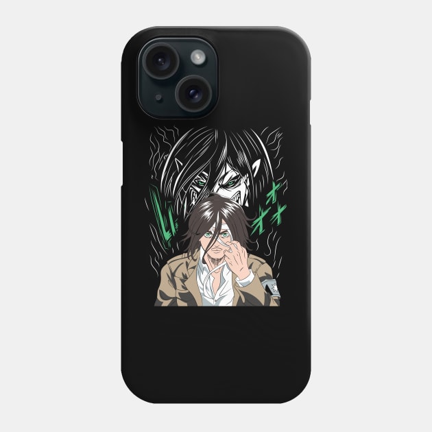 Eren Yeager Anime Fanart Phone Case by Planet of Tees