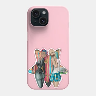 Reva Prisma and Mark_B_draws wearing each other clothes Phone Case