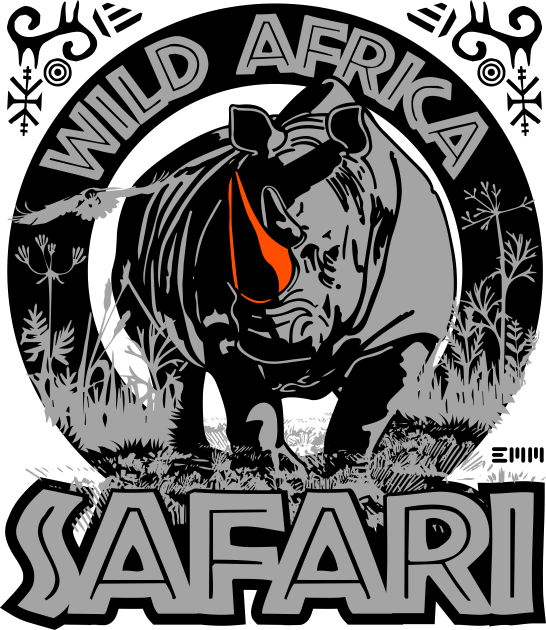 Wild Africa Safari, rhinoceros, Kids T-Shirt by ArtMofid