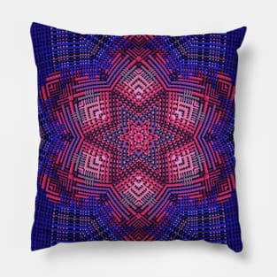 Weave Mandala Blue and Pink Pillow