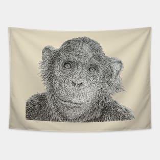 Dotwork Monkey Art Print Tapestry