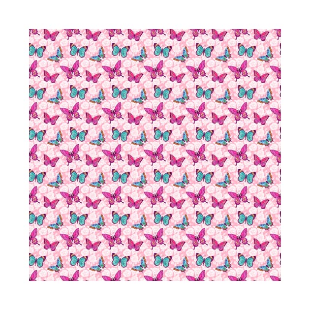 Pink Butterfly Blue Butterfly Pattern by PadMode