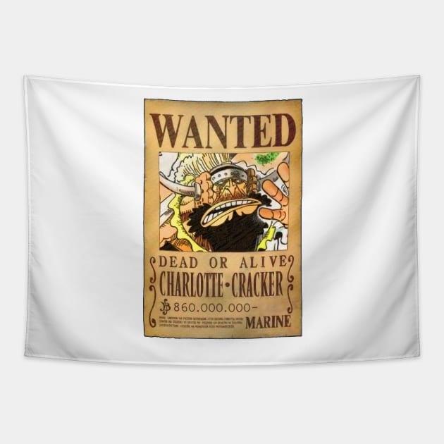 Charlotte Cracker Wanted Poster - 860 Million Berries - One Piece Wanted Poster Tapestry by ManimeXP