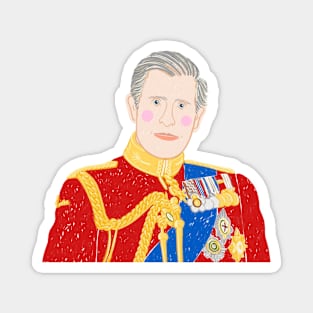 King CharlesIII Illustrative Portrait Magnet