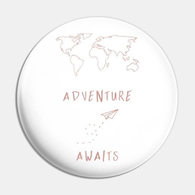 Adventure Awaits Map - Rosegold Pin by Cascadia by Nature Magick