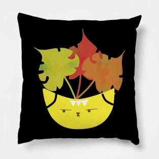 Yellow Cat Leaves Pillow