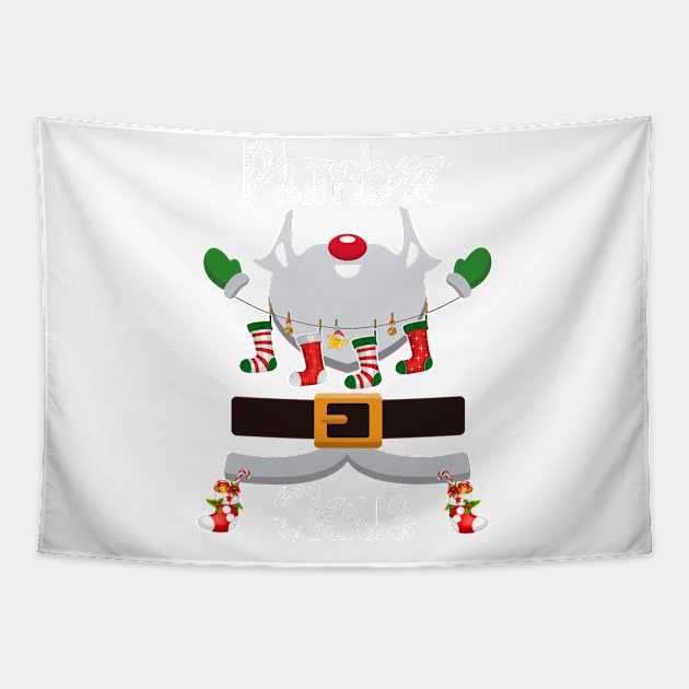 Plumber Claus Santa Christmas Costume Pajama Tapestry by johnbbmerch