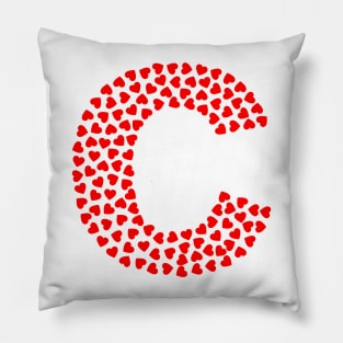 Letter C Heart Shape Initial Pillow