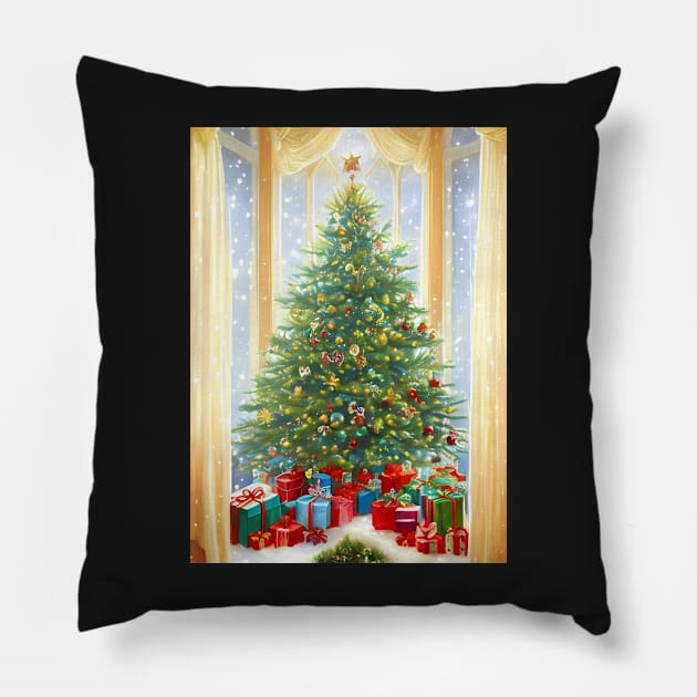 Christmas tree #4 Pillow by aifuntime