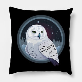 Winter Nights Snowy Owl Pillow