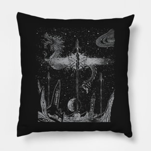 Space War With A Dragon Vintage Design Pillow