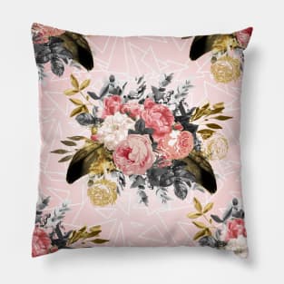Romantic vintage roses and geometric design Pillow