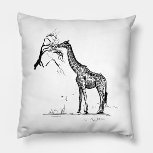 Giraffe Ink Drawing Pillow