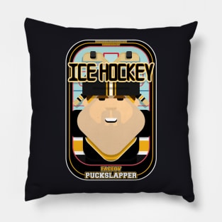 Ice Hockey Black and Yellow - Faceov Puckslapper - Bob version Pillow