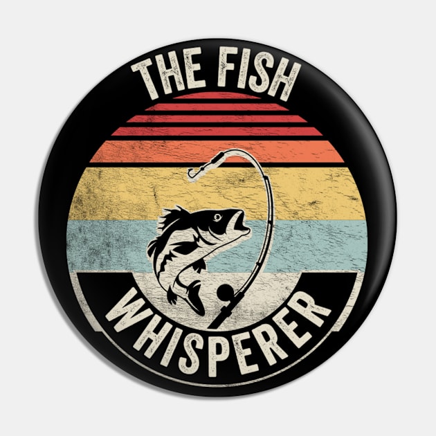 Retro Vintage The Fish Whisperer Funny Fishing Gift For Fisherman Dad Grandpa Husband Pin by SomeRays