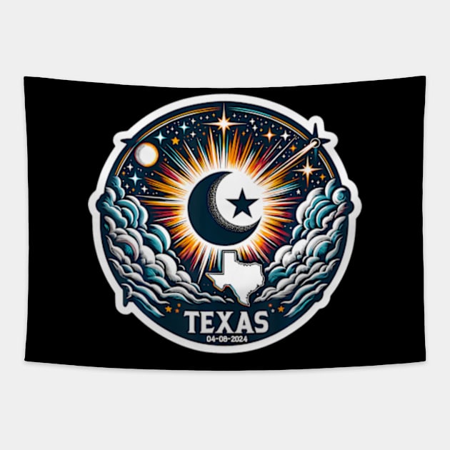 Texas Map Total Solar Eclipse April 8 2024 Tapestry by SanJKaka