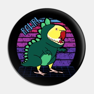 Vaporwave Yellow Indian Ringneck Dinosaur Pin