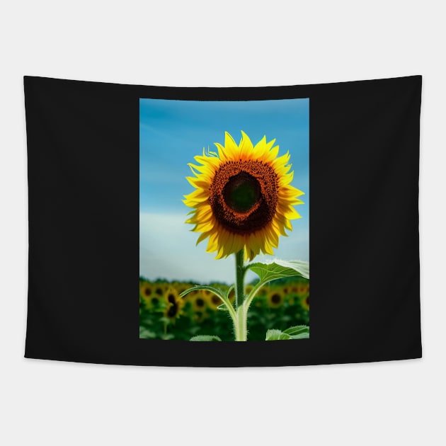 STYLISH SIMPLE SUNFLOWER WITH PALE BLUE SKY Tapestry by sailorsam1805