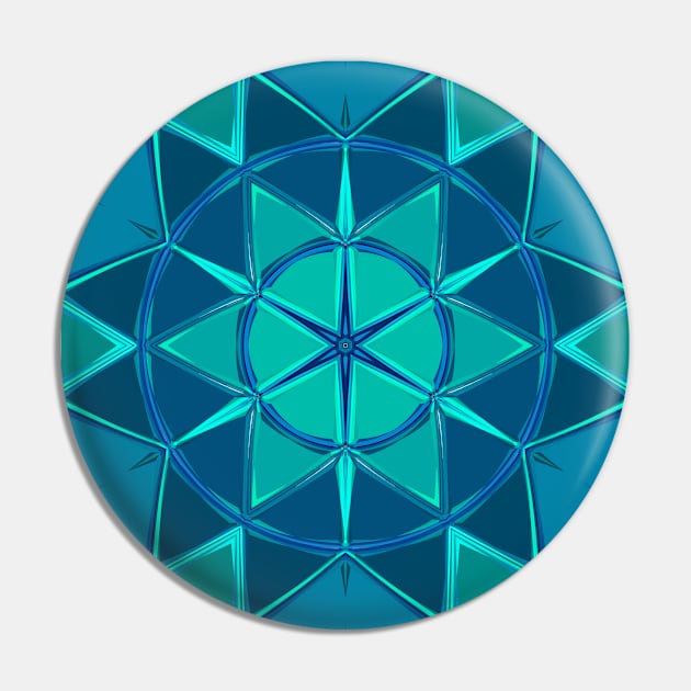 Cartoon Mandala Blue Pin by WormholeOrbital