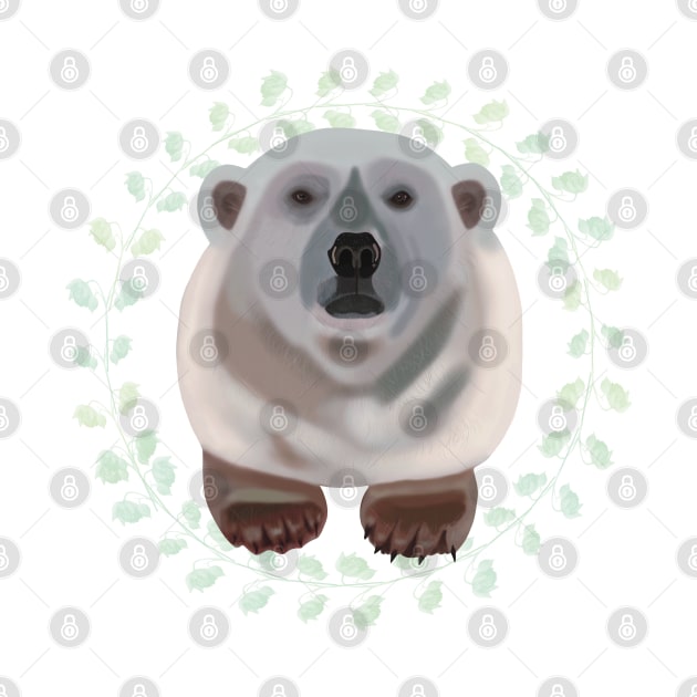 Polar Bear on Aquilegia pattern by KateVanFloof