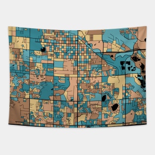 Fort Collins Map Pattern in Mid Century Pastel Tapestry